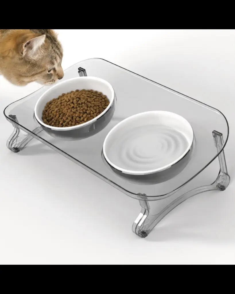 Atapet Çift Kaseli 15° Eğimli Yükseltilmiş Kedi Köpek Mama Kabı
