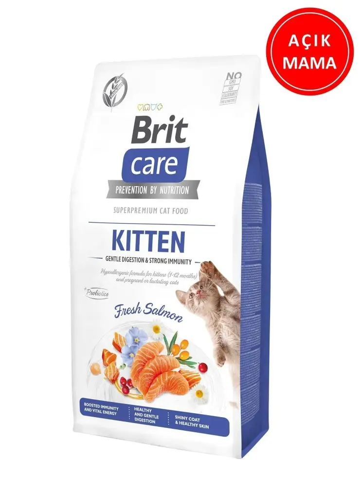 Brit Care Hypoallergenic Kitten Taze Somonlu Tahılsız Yavru Kedi Maması 1 kg AÇIK