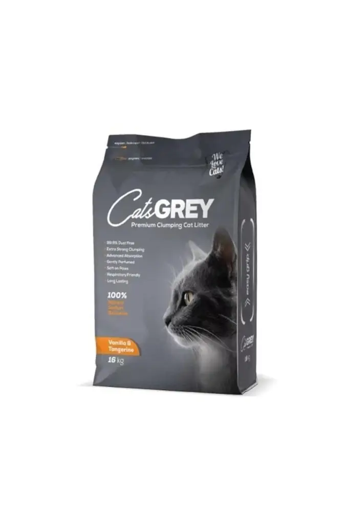 Cats Grey Vanilya-Mandalina Kokulu Bentonit Topaklanan Kedi Kumu 16 Kg