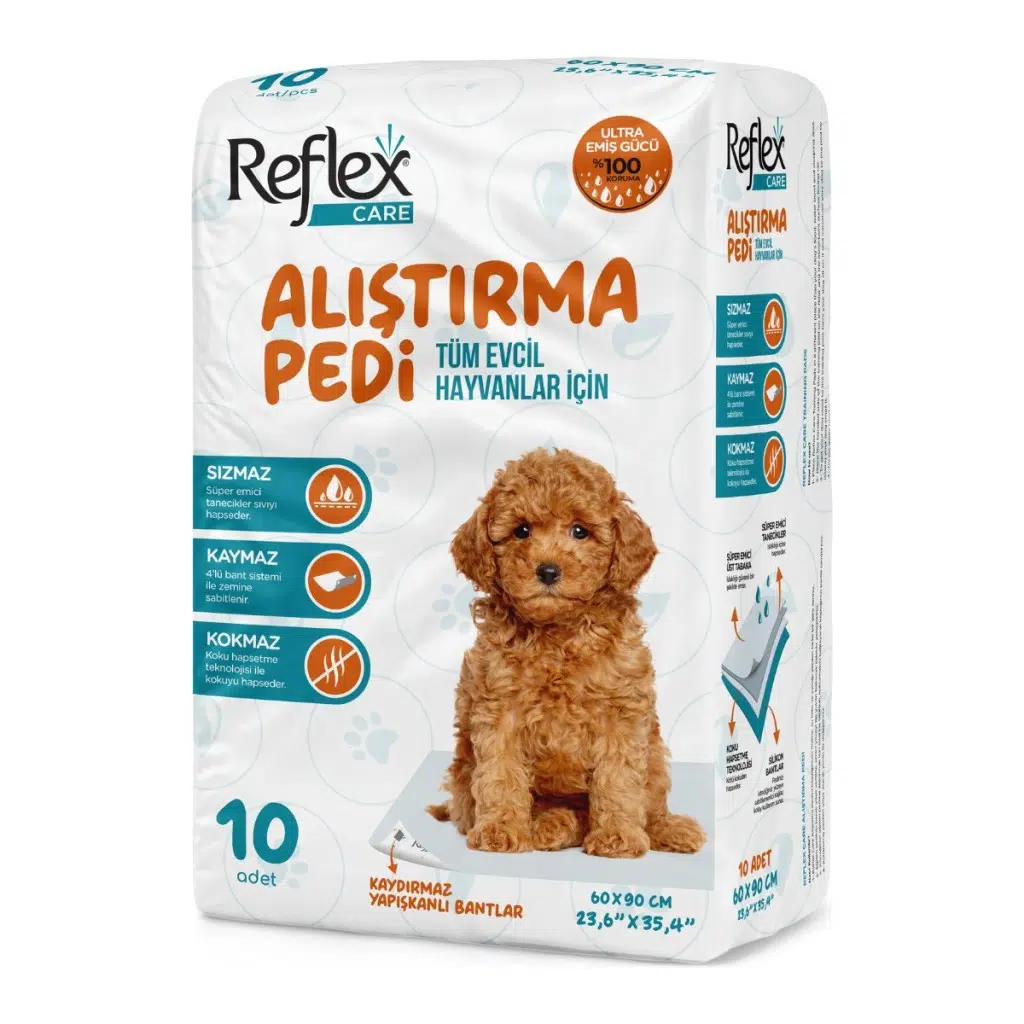 Reflex Köpek Çiş Pedi 60*90cm Yapışkan Bantlı Sızmaz Kaymaz Kokmaz 10 Adet
