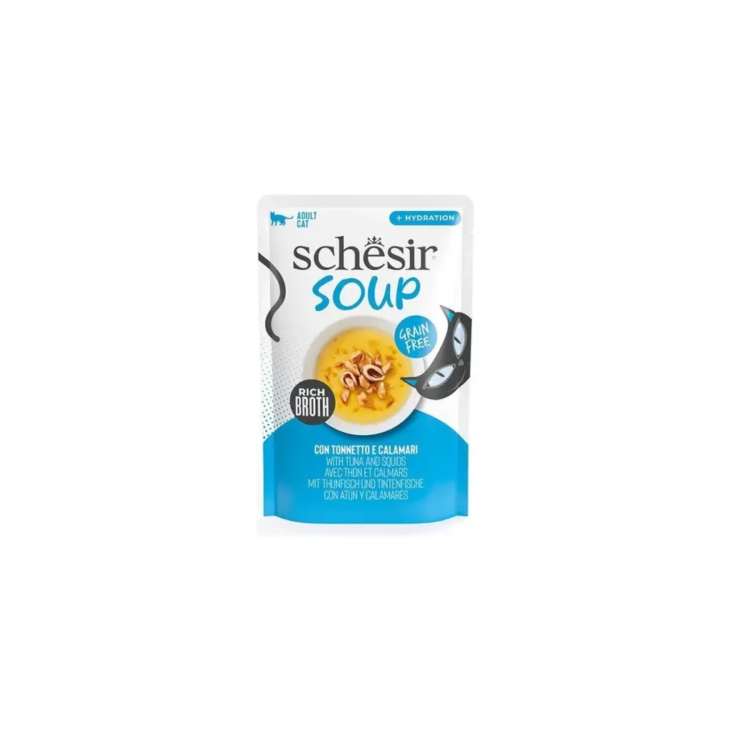 Schesir Pouch Soup Ton Balıklı ve Kalamarlı Kedi Çorbası Pouch 40gr